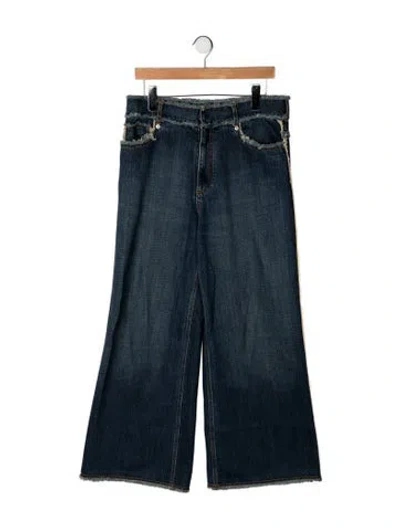 Pre-owned Dior Mid-rise Wide Leg Jeans In Blue