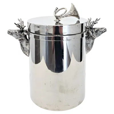 Pre-owned Dior Milanese Design Mid Century Nickel Plated Stag Ice Bucket, Italy, C. 1973 In Gray
