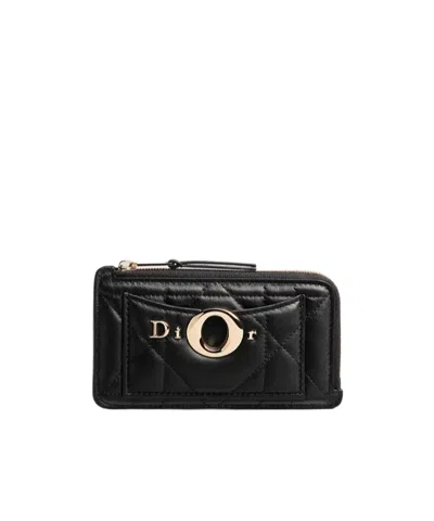 Dior Milly-la-foret Cosmos Zipped Card Holder In Black