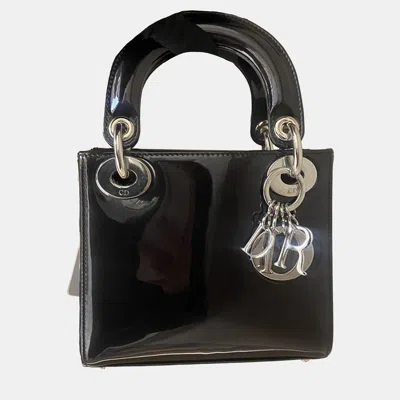 Pre-owned Dior Mini Bag Black & Grey Patent Leather