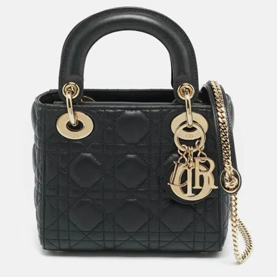 Pre-owned Dior Mini Black Cannage Leather Tote