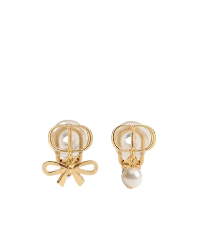 Dior Mini Bow Clip Earrings In Gold