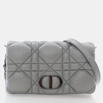 Pre-owned Dior Mini Calfskin Microcannage Caro Bag