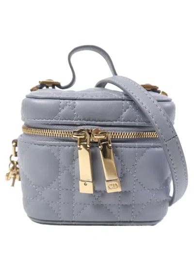 Pre-owned Dior Mini Cannage Vanity Case In Blue