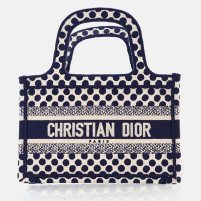 Pre-owned Dior Mini Canvas Book Tote In Blue
