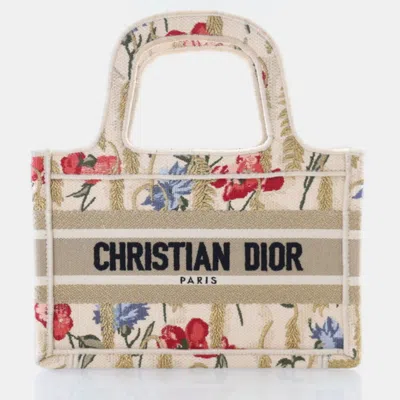 Pre-owned Dior Mini Canvas Hibiscus Book Tote