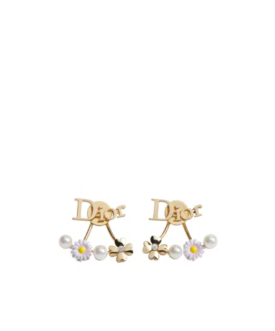 Dior Mini Daisy Earrings In Gold