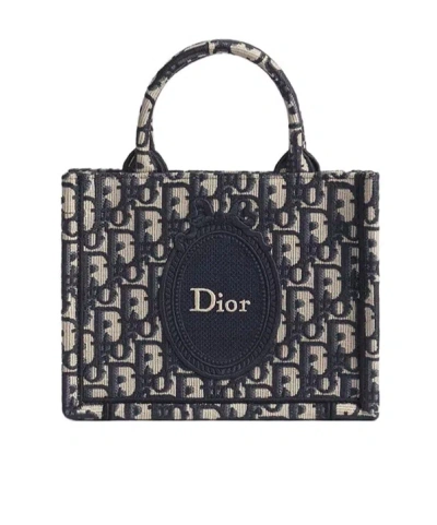 Dior Mini  Book Tote With Strap In Blue