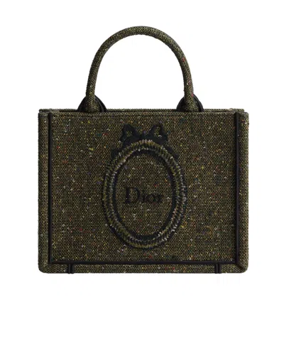 Dior Mini  Book Tote With Strap In Khaki