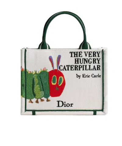 Dior Mini  Book Tote With Strap In White
