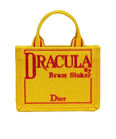 Dior Mini  Book Tote With Strap In Yellow