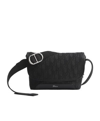 Dior Mini  Jett Messenger Bag With Flap In Black