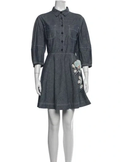 Pre-owned Dior Mini Dress In Blue