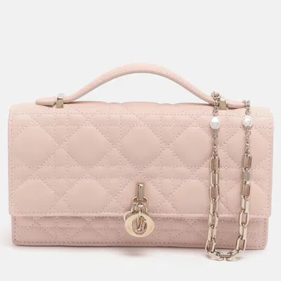 Pre-owned Dior Mini Dusty Pink Cannage Leather Bag