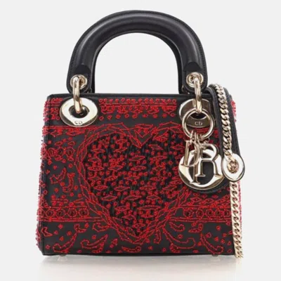 Pre-owned Dior Mini Embroidered Playing Cards Handbag In Black