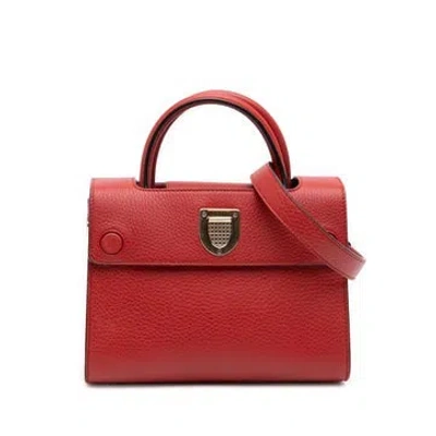 Pre-owned Dior Mini Grained Calfskin Ever Satchel In Red