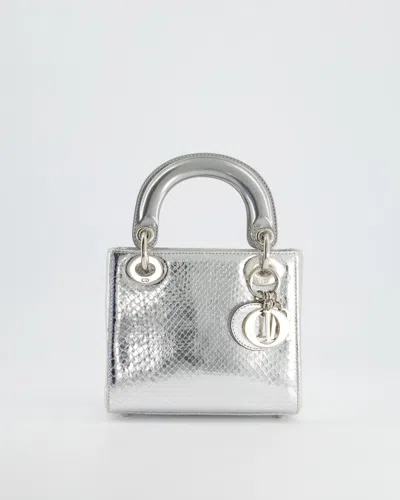 Dior Mini Lady  Bag In Python With Hardware In Silver