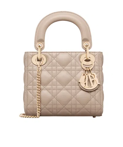 Dior Mini Lady  Shoulder Bag In Warm Taupe