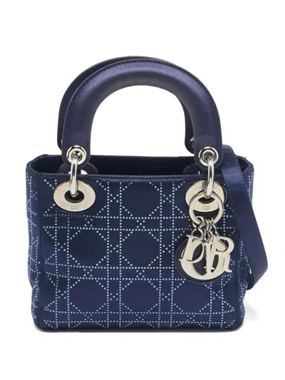 Pre-owned Dior Mini Lady  Tote Bag In Blue