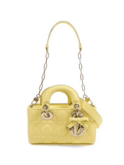 Pre-owned Dior Mini Lady D-joy Tote Bag In Yellow