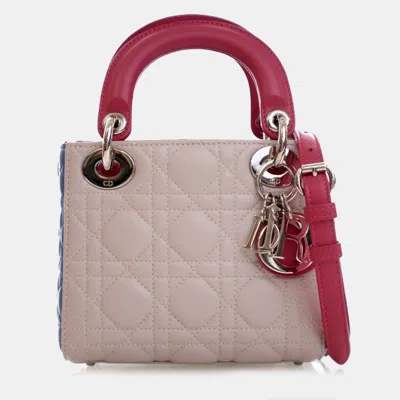 Pre-owned Dior Mini Lambskin Leather Top Handle Bag In Multi