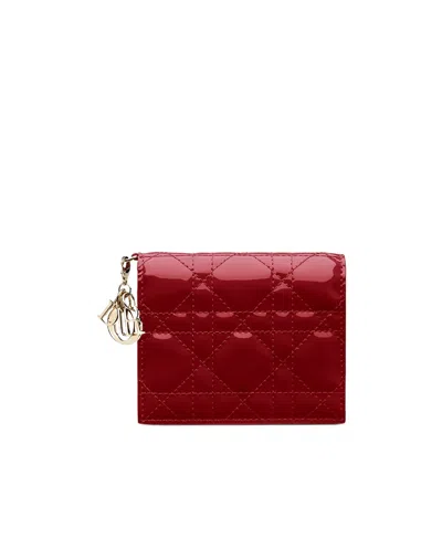Dior Mini Logo Wallet In Red