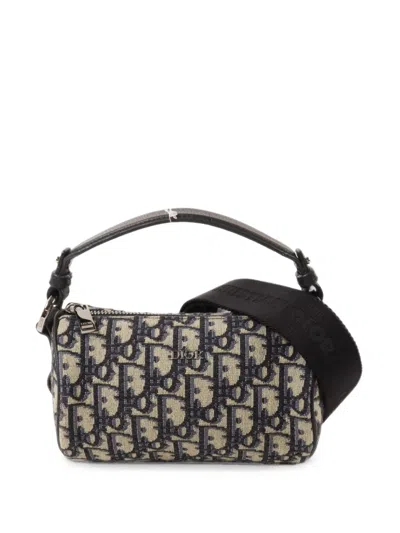 Pre-owned Dior Mini Oblique Roller Tote Bag In Blue