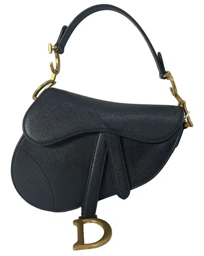 Dior Mini Saddle Bag In Black Leather
