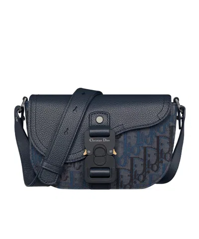 Dior Mini Saddle Messenger Bag With Flap In Blue