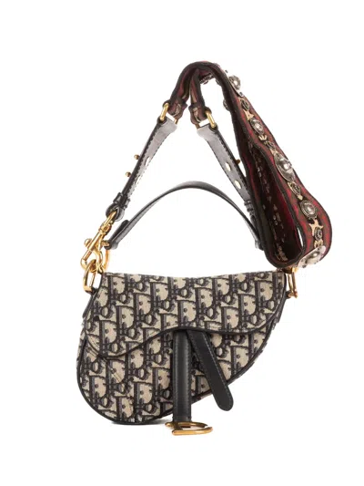Pre-owned Dior Mini Saddle Oblique Shoulder Bag In Neutral