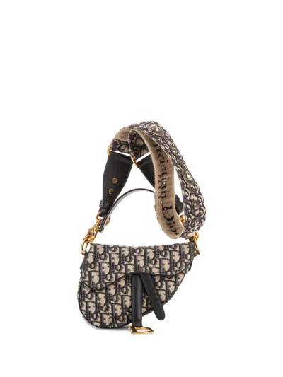 Pre-owned Dior Mini Saddle Oblique Tote Bag In Blue