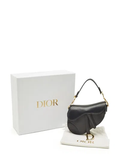 Pre-owned Dior Mini Saddle Shoulder Bag In Black