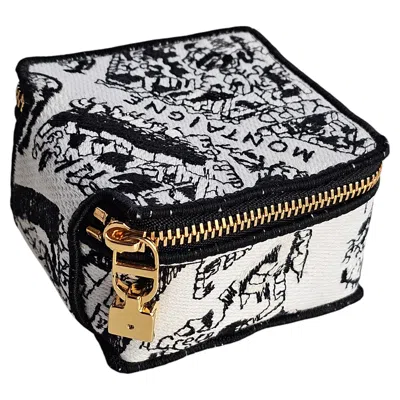 Pre-owned Dior Mini Square "paris Map" Makeup Bag In Black