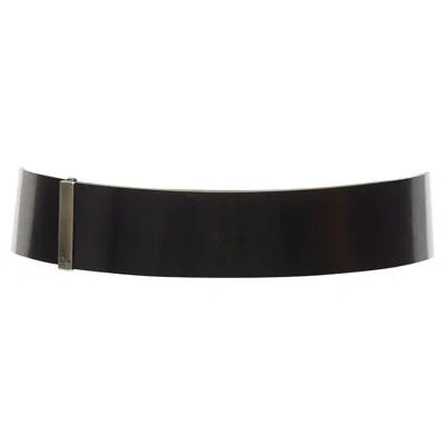 Pre-owned Dior Minimal Logo Metal Bar Black Smooth Calfskin Wide Belt 90cm