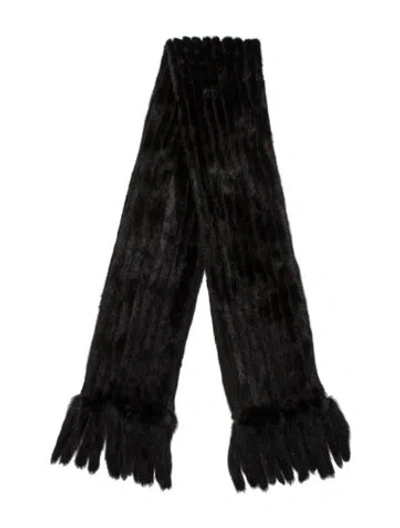 Pre-owned Dior Mink Scarf In Black