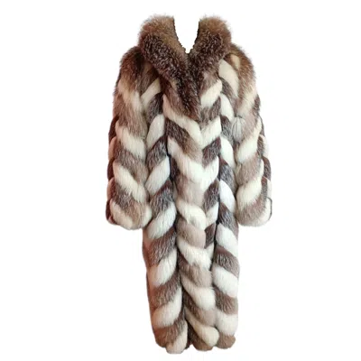 Pre-owned Dior Mint Christian  Sectional Fox Fur Coat 10/m ~no Duties In Brown