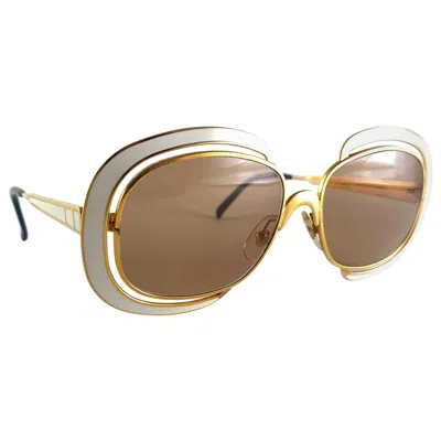 Pre-owned Dior Mint Vintage Christian  Gold & Beige Sunglasses Made In Austria In Brown