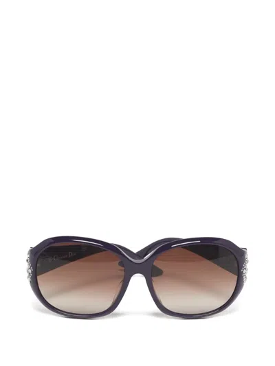 Pre-owned Dior Minuitf Crystal.embellished Sunglasses In Purple