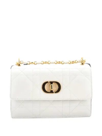 Pre-owned Dior Miss Caro Flap Bag Cannage Quilt Calfskin Mini Crossbody Bag In White