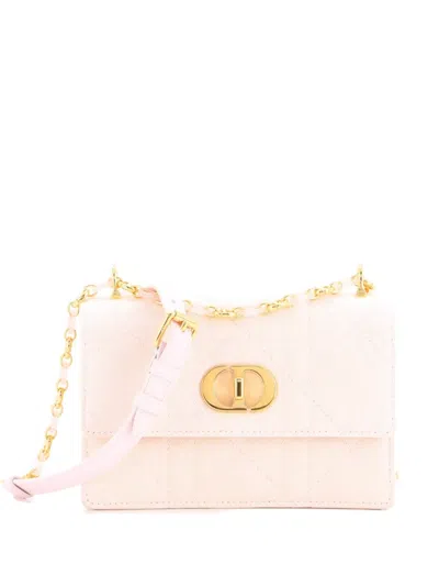 Pre-owned Dior Miss Caro Flap Bag Cannage Quilt Denim Mini Shoulder Bag In Pink