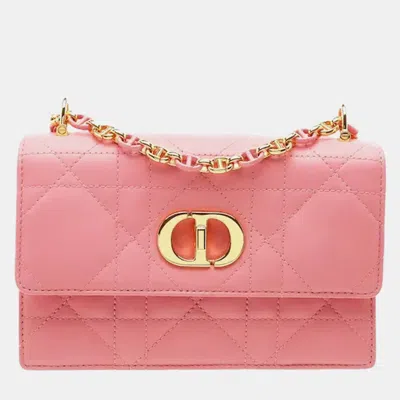 Pre-owned Dior Miss Caro Macrocannage Mini Bag In Pink