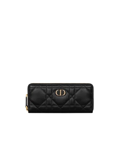 Dior Miss Caro Voyageur Slim Wallet With Crystals In Black