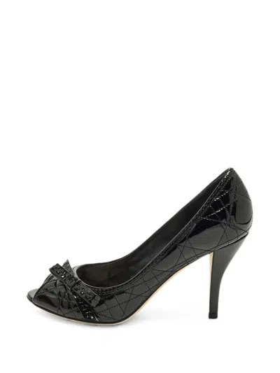 Pre-owned Dior Miss  Cannage Open-toe Heeled Pumps In Black