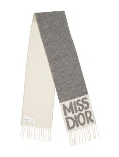 Pre-owned Dior Miss  Cashmere Scarf In Gray