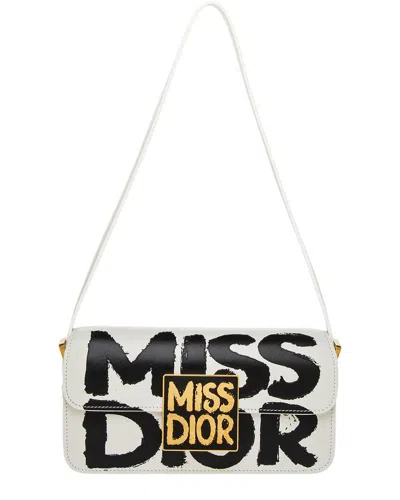 Dior Miss  Leather Flap Bag In White