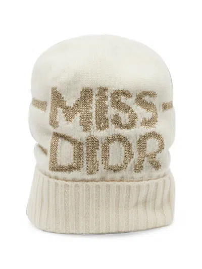 Pre-owned Dior Miss  Logo Beanie Hat In Neutrals
