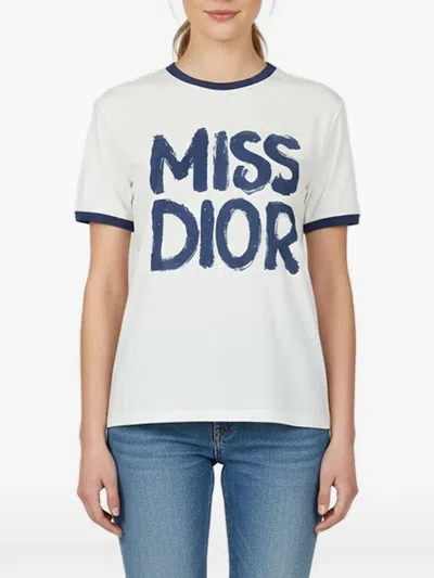 Pre-owned Dior Miss  Print T-shirt In Neutrals