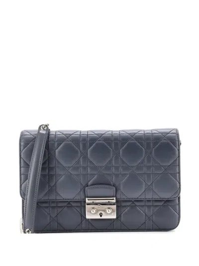 Pre-owned Dior Miss  Promenade Pouch Cannage Quilt Lambskin Large Crossbody Bag In Gray