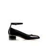 Dior Block Heel Buckle Detail Patent Pumps In Black