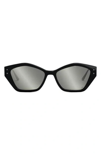 Dior Miss S1u 56mm Geometric Sunglasses In Shiny Black/smoke Mirror
